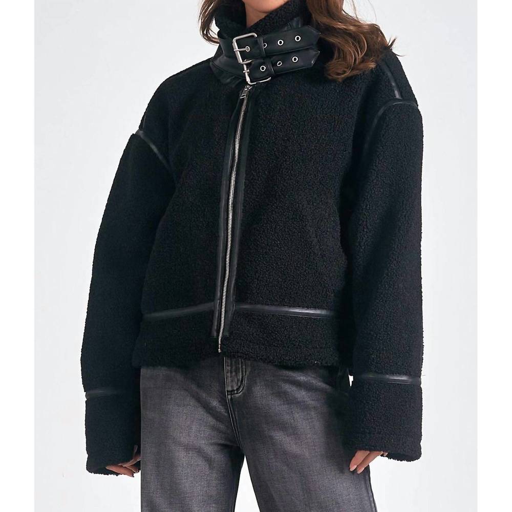 NEW ELAN sherpa bomber jacket in black